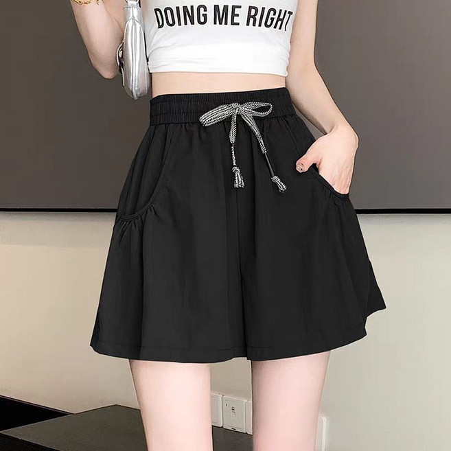 【棉花糖大尺碼】大尺碼短褲 冰絲山本闊腿褲裙短褲女夏季薄款大碼半身裙瑜伽熱褲運動褲