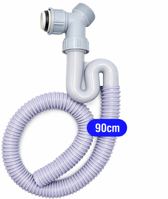 아비앙 주방 싱크대 일체형 S트랩 + T트랩 + 90cm싱크호스 세트 / 주방 싱크대 배수구 교체부품, (일체형) S트랩+T트랩+90cm싱크호스, 1개