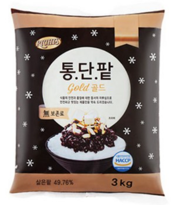 리치스 통단팥 3kg 파우치 옛날 빙수팥 세트 재료 만들기, 4개