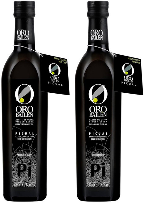 Oro Bailen 오로바일렌 엑스트라버진 올리브 오일 피쿠알, 2개, 500ml