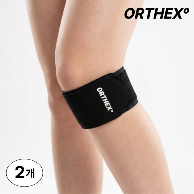 오르텍스 고탄력 슬개골 무릎보호대, 심플 블랙, 2개