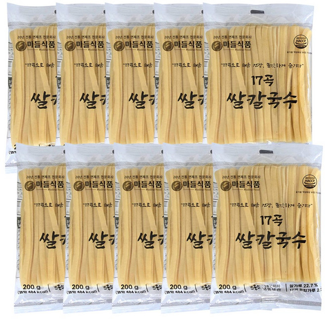 속 편한 마들푸드 17곡 쌀 칼국수면 쫄깃한 면만 200g, 10개