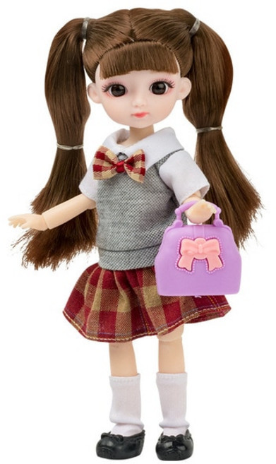 구체관절인형 Bjd 13 개의 움직일 수 있는 갈색 3D 큰 눈 패션 교복 및 웨딩 드레스 최고의 생일 선물 19cm 신제품, 1.Brown braid - doll with clot, 1개