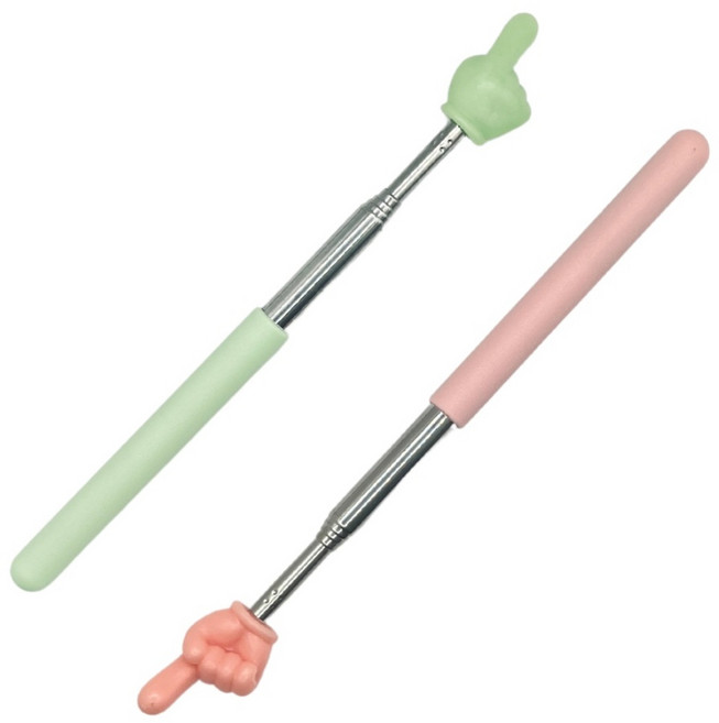 티스메아 5단 손가락 지시봉 핸드 안테나 프레젠터 포인터, 그린+핑크, 1세트