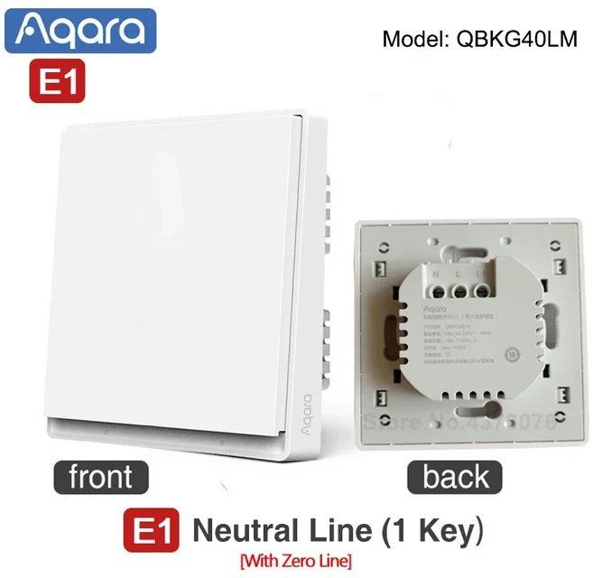 기존 Aqara 벽 스위치 E1 버전 Xiaomi Home APP 용 스마트 무선 키 Zigbee 3.0 와이어/중립 없음, 01 빠른, 09 With Neutral 1key