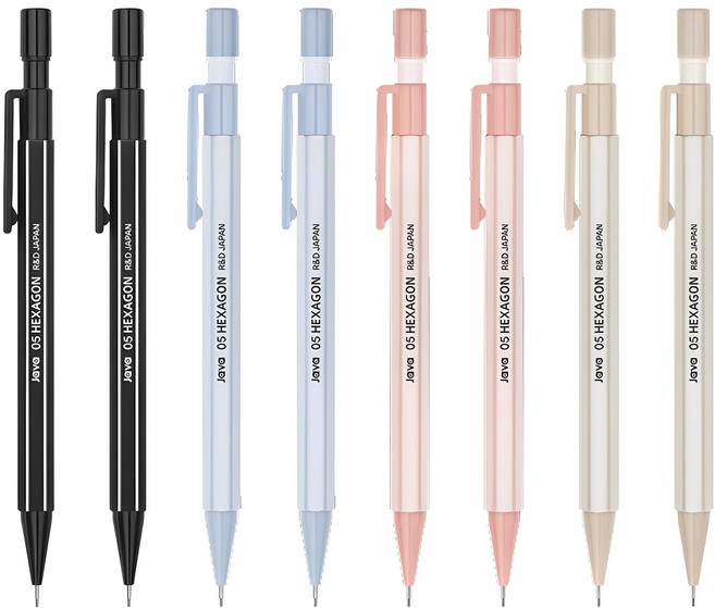 자바펜 헥사곤 샤프 블랙 2p + 블루 2p + 베이지 2p + 피치 2p 세트, 0.5mm, 1세트