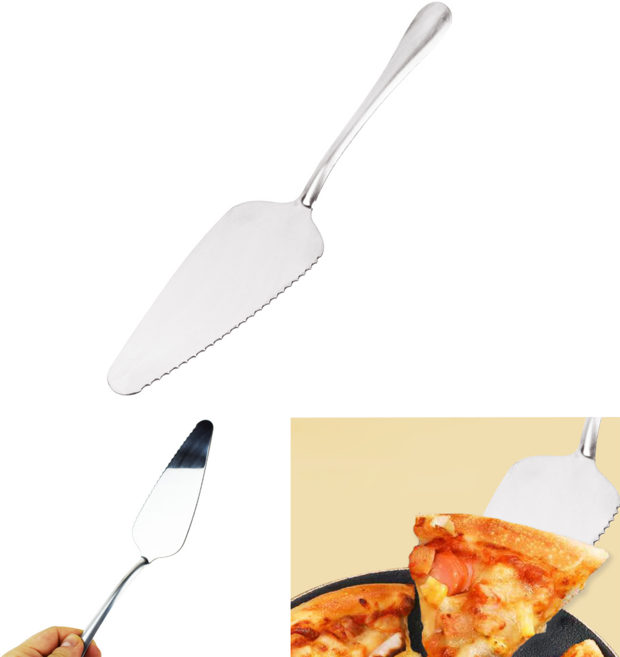 스테인리스 피자 케이크 서버 카페 케익 디저트 파이 삼각 나이프 레스토랑 서버 25cm, 실버, 1개