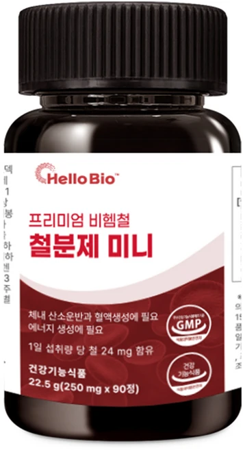 헬로바이오 프리미엄 철분제, 90정, 1개 - 쿠팡