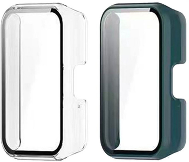엔터콘 갤럭시핏3 케이스 강화유리 풀커버, 4. 투명 + 그린