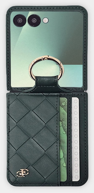 갤럭시 Z플립7 카드 수납 핑거링 가죽 지갑 휴대폰 케이스