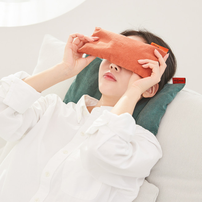 눈찜질팩 비염 수제작 강화약쑥 싸주아리 황토볼 축농증 부비동염 안구건조증 생리통 비강 찜질팩 안구건조증, 하늘, 1개