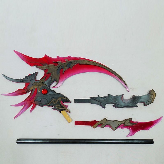 永劫無間 季瑩瑩 cos道具 羽影 武器 鐮刀 斬馬刀 鎖魂斬怨 總長170cm 頭部70cm 木和pvc, 如圖所示, 1個