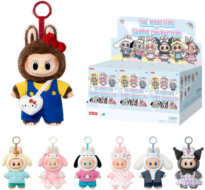 (국내배송) POPMART 팝마트 라부부 산리오 캐릭터 랜덤박스 키링 랜덤박스 헬로 키티, 6개