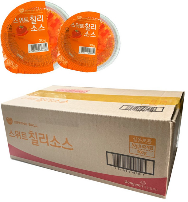 에이치에이유통 동원홈푸드 동원 스위트칠리소스 30g(BOX) 일회용 디핑소스 디핑볼, 960g, 1개