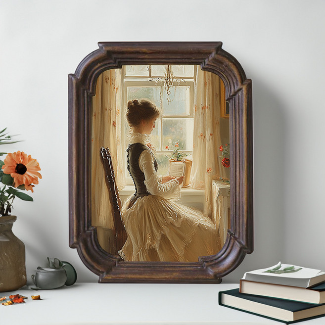 빈티지액자 앤틱 나무액자 엔틱 탁상용 벽걸이 스퀘어액자 우드프레임, 스퀘어나무액자, 1개