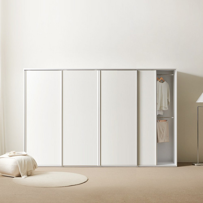 올데이 3100 슬라이딩옷장 E0 미닫이 장롱 맞춤옷장, 옷장+긴옷장+긴옷장+이불장, 화이트