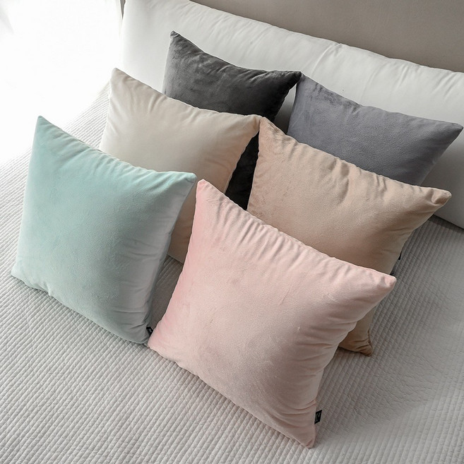 프리미엄 소프트 퍼 벨로아 극세사 쿠션 방석, 베이지