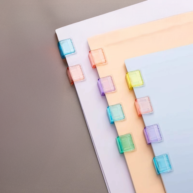 반디온 페이퍼 클립 미니 집게 푸시 슬라이드, 옐로우, 1개, 10개입