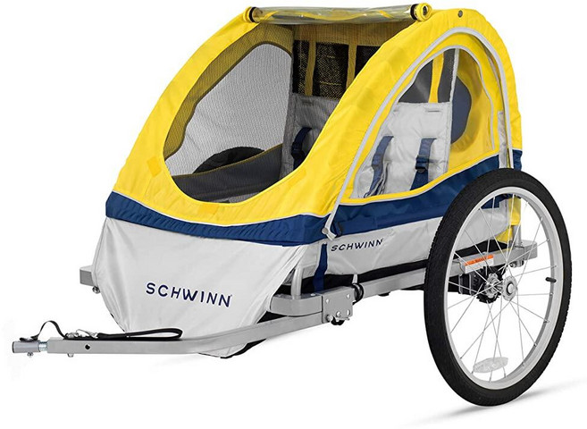 Schwinn 슈윈 조이라이더 에코 트레일블레이저 자전거 트레일러 유아 어린이 싱글 및 더블 베이비 캐리어용 투인원 캐노피 범용 커플러 40.6 - 50.8cm(1, Schwinn 슈윈 조이라이더, 에코, 트레일블레이저