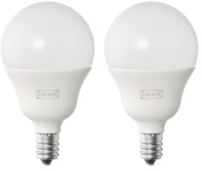 이케아 솔헤타 E14 LED 전구 470루멘 3.4W, 2개, 전구색