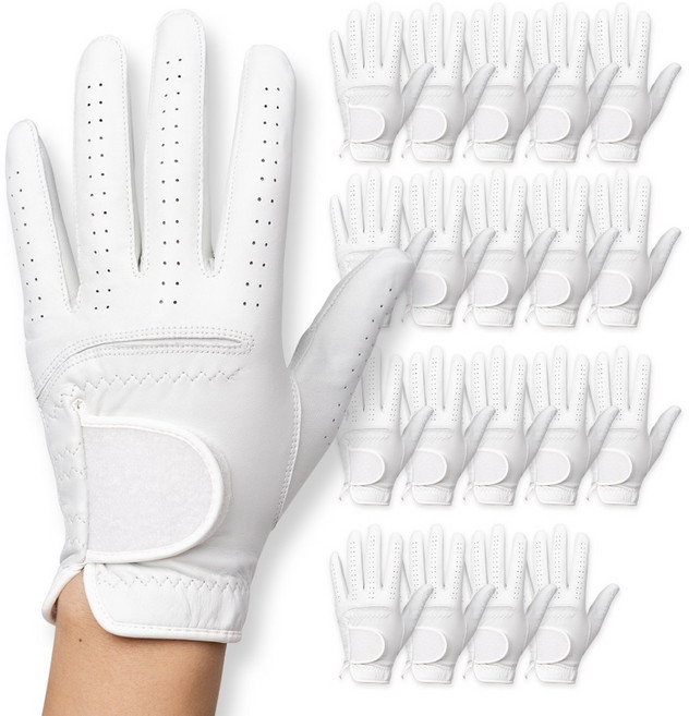 프리미엄 천연 양피 골프장갑세트 여성용 골프 장갑, 20개, 화이트