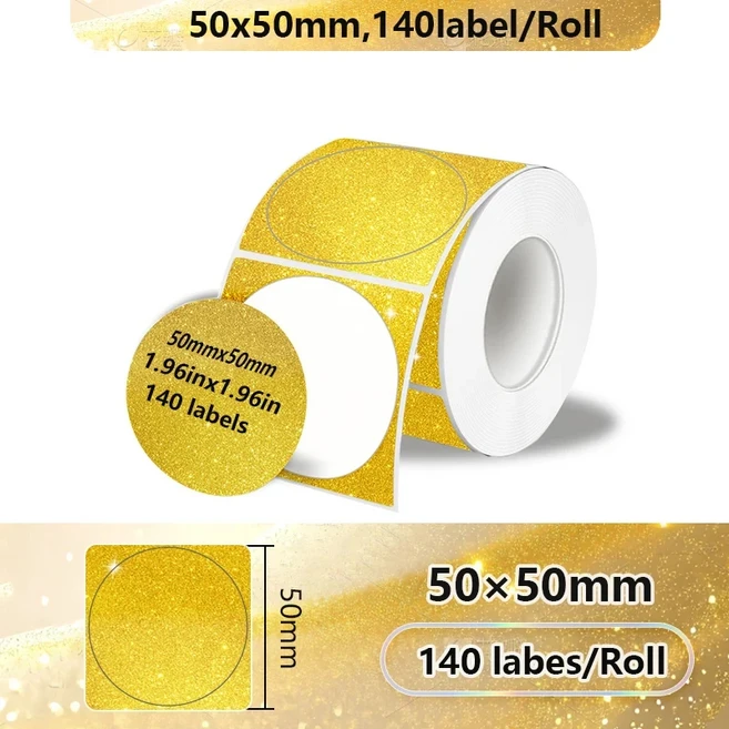 1롤 라벨 스티커 자체 접착 열전사 용지 M110 P50 DETONG Munbyn Nelko 미니 프린터에 적합, 02 50x50