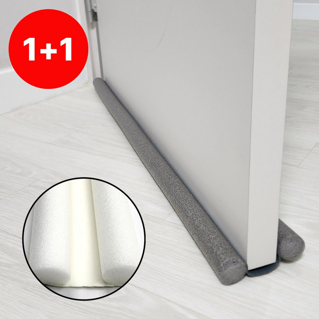 [1+1] LORIA 칼바람 완벽차단 방문 틈새막이, 1개, 화이트+화이트