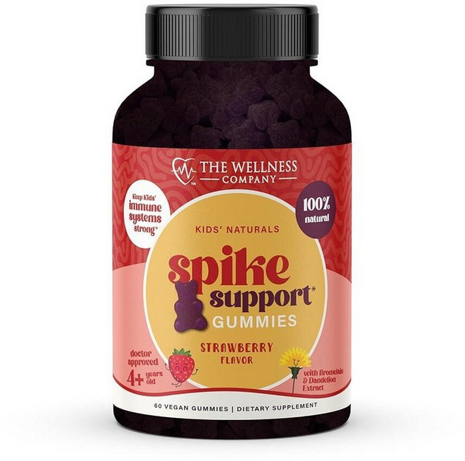 The Wellness COMPANY 컴퍼니 아동용 스파이크 서포트 젤리 | 60개입 (1개월 분량) 어린이 친화적인 자연 부스터 GMO 프리 비건 글루텐 프리 일 년 내내, 60 Count (Pack of 1), 1개
