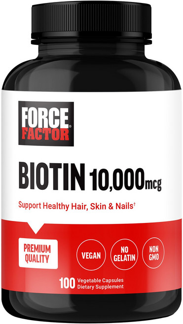 Force Factor 生物素 10 000mcg 素食膠囊, 1個, 100錠