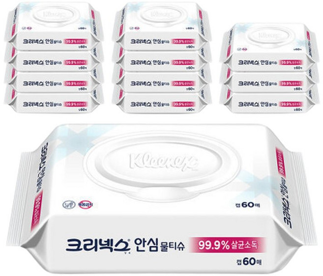 크리넥스 안심물티슈 60매 X 12, 12세트