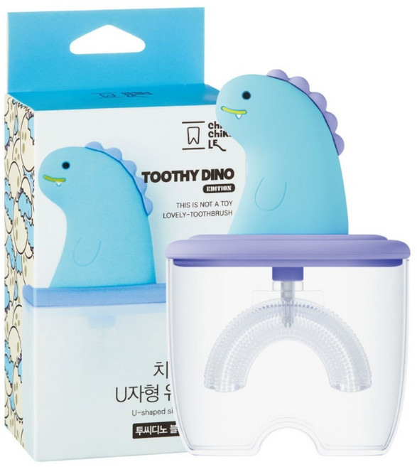치카치카르 U자형 실리콘 유아 칫솔 투씨디노 에디션, 1개, 1개입, 투씨디노 블루에디션