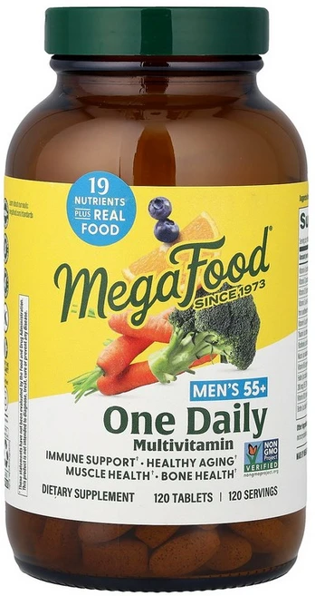메가푸드 MegaFood 남성용 55+ 데일리 종합비타민 1정 120정121163원산지:기타, 120 개, 1개, 120정 - 쿠팡