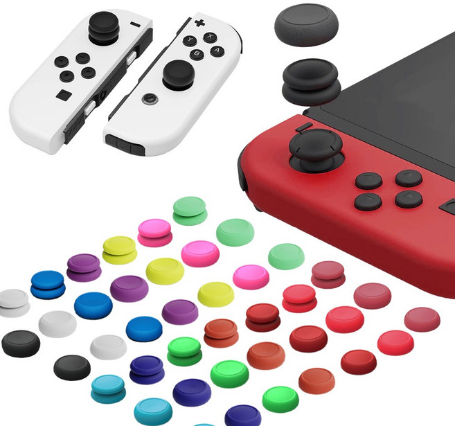 업마켓 닌텐도 스위치 조이콘 스틱커버 키 캡 스컬앤코 썸그립 OLED 라이트 호환, 스컬앤코 조이콘 썸그립 커버, 라이트그레이, 1개