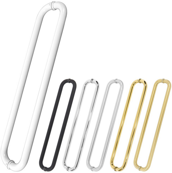 철물이네 강화도어 손잡이 600mm 마주 25파이 원형 유리문, 화이트