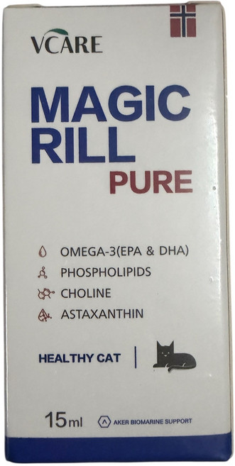 VCARE MAGIC RILL PURE 貓咪磷蝦油15ml，含Omega-3、磷脂質、膽鹼、蝦紅素，守護愛貓健康, 磷蝦油15ml, 1個