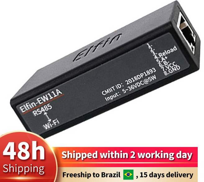 Elfin EW11 직렬 포트 RS485 WiFi 장치 서버 지원 TCP IP Telnet Modbus 프로토콜 IOT 데이터 전송 변환기, 기타, 1개