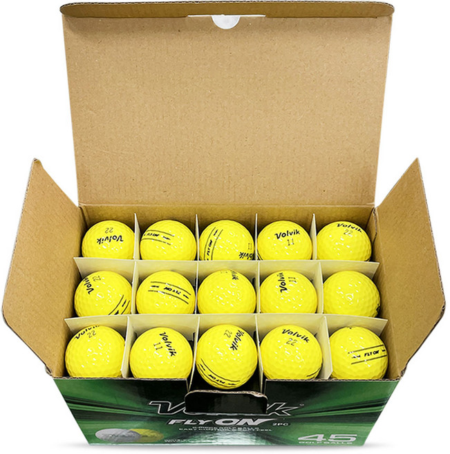 볼빅 플라이온 골프공 2피스 21.8 x 13.4 x 14.2cm V163402WWWW, 옐로우, 45개입, 1개
