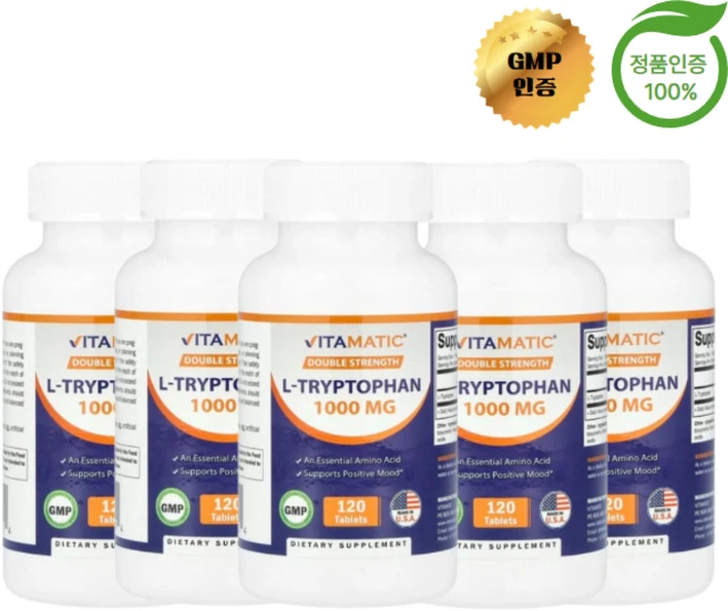 3+2 바이타매틱 L트립토판 1000mg 120정, 5개 - 쿠팡