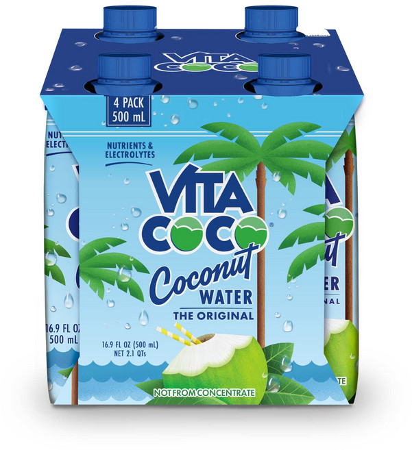 비타 코코 코코넛 water 498 밀리리터 (4개 팩) Vita Coco Coconut Water 16.9 Ounce (Pack of 4), 500ml, 1개