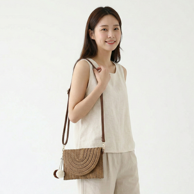 컬러인베리 라탄 클러치 크로스백