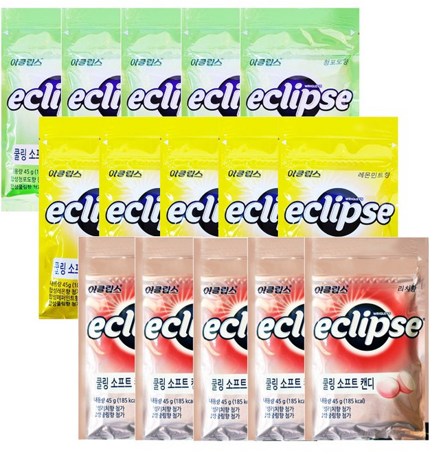 이클립스 쿨링 소프트 캔디 45g 청포도5+ 레몬5 + 리치5, 1개