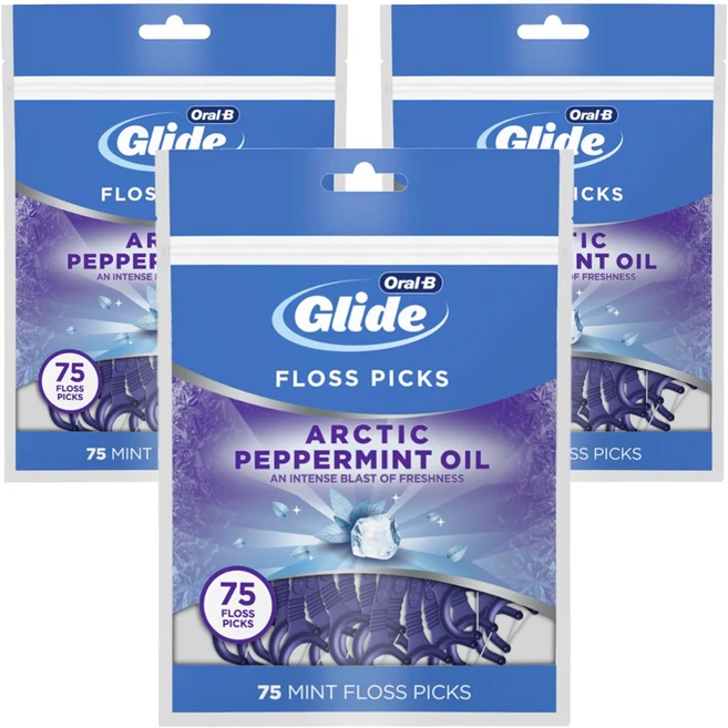오랄비 글라이드 일회용 치실 아크틱 페퍼민트 오일 치실, 3개, 75개입 - 쿠팡