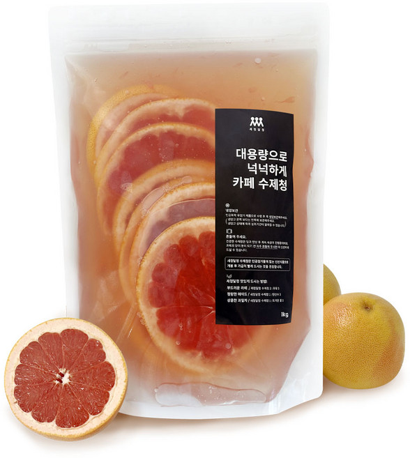 새청달청 수제 슬라이스 자몽청 자몽즙 카페 재료 대용량 납품 자몽 아이스티, 1kg, 1개, 1개입, 1kg