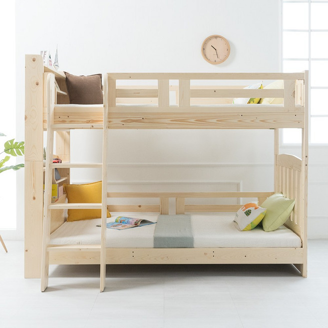 [에보니아] 하이틴 원목 이층침대 (슈퍼싱글/분리형), 1_기본형_매트제외_내추럴