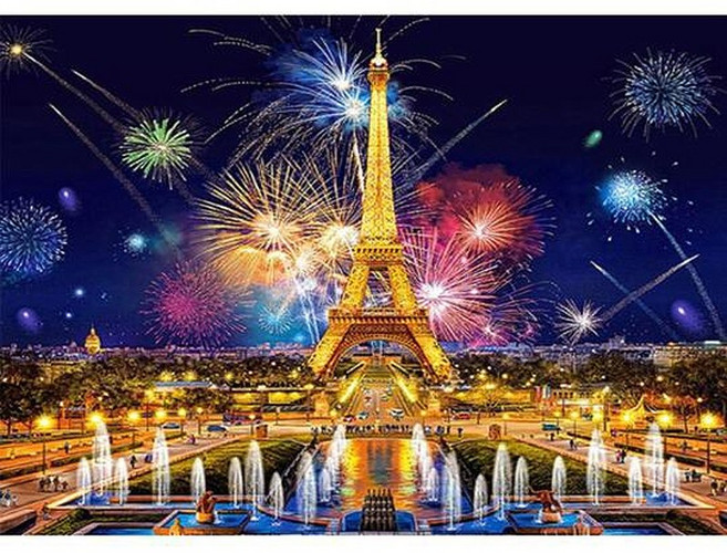 세진 국내 발송제품 액자형 39가지 세트 취미 생활 비즈 다이아몬드 십자수, 1개, 25 33x43 불꽃놀이 에펠탑