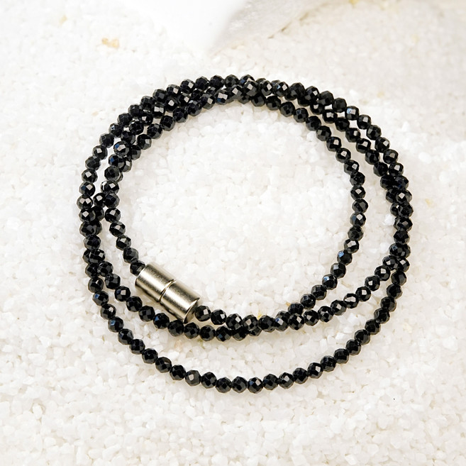 3mm 블랙 스피넬 여성 초커 여성 쇄골 비즈 목걸이 여성 선물 핸드메이드 패션 목걸이흑요석 목걸이