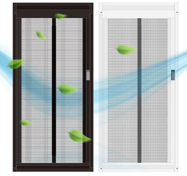 셀프시공 고급형 현관문 롤 자동 원터치 방충망 방충문 모기장 1000x2100 무재단, 화이트프레임 1000x2100, 무절단(고정사이즈), 블랙망, 1개