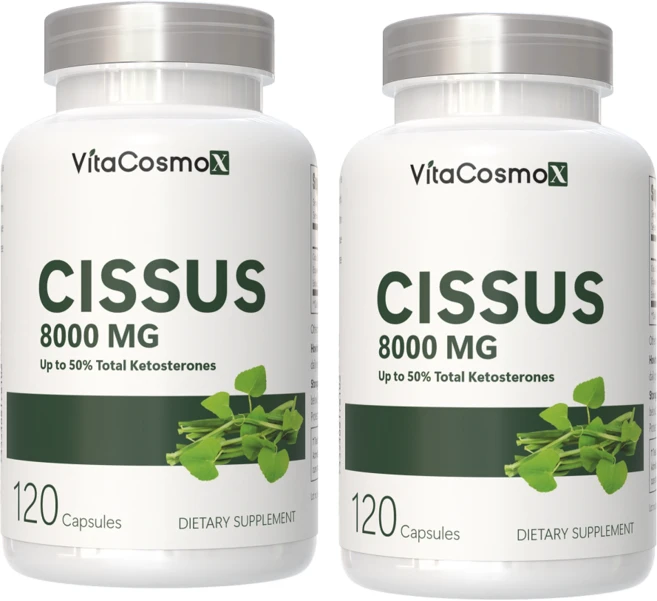 VitaCosmoX 시서스 추출물 Cissus 고함량 고농축 8000mg 케토스테론 50% 시서스 캡슐 시서스 가루 분말, 120정, 2개 - 쿠팡
