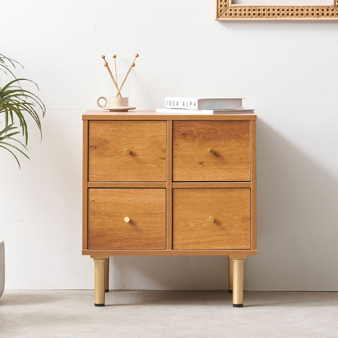 파로마 소이 리노 4칸서랍 침실 침대 협탁 YWG059, 오크