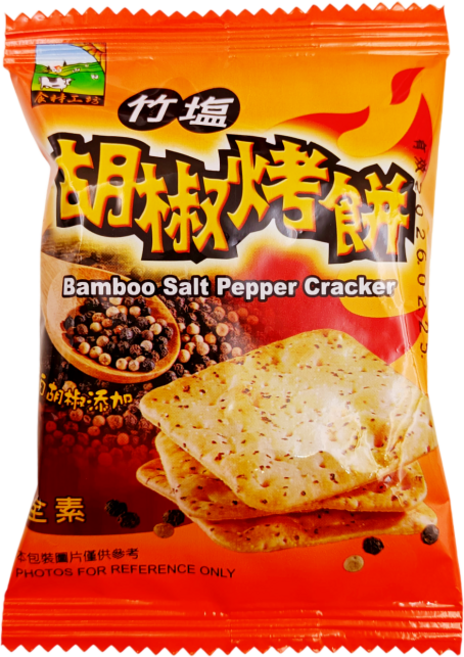 竹鹽胡椒烤餅 - 鹹香酥脆 獨立包裝 美味零食, 600g, 1個